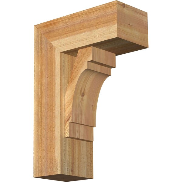Ekena Millwork Merced Block Rough Sawn Bracket w/ Offset Brace, Western Red Cedar, 8"W x 18"D x 26"H BKT0806X18X26MRC05RWR - main